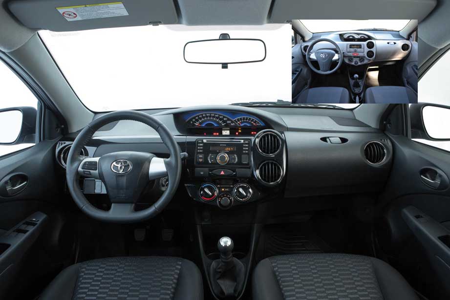 Interior da versão XLS 2014, com volante esportivo 